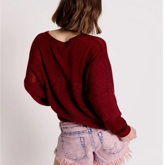 One Teaspoon Crew Knit Sweater - Wine NWT XL - Picture 4 of 6